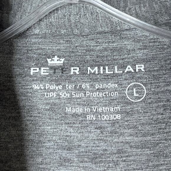 Peter Millar Men's Golf Polo Shirt L Heather Gray Short Sleeve Sport 1/4 Button - Picture 7 of 9